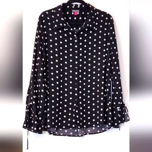Vince Camuto black and white polka dot blouse